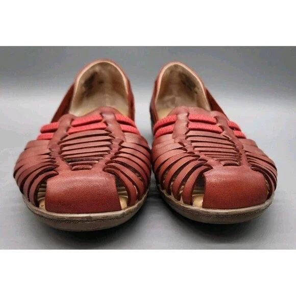 Footsmart Tejidas Women's Leather Sandals Brown Red 8M Closed Toe 90's Y2K - Picture 2 of 16